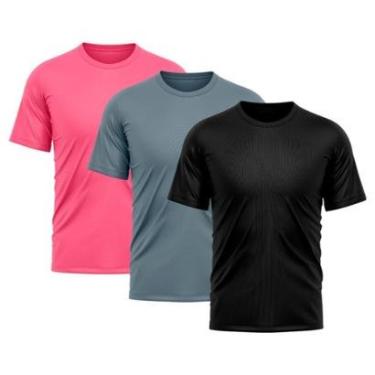 Imagem de Kit 3 Camiseta Masculina Dry Proteção Solar UV Básica Lisa Treino Academia Camisa Camis...
