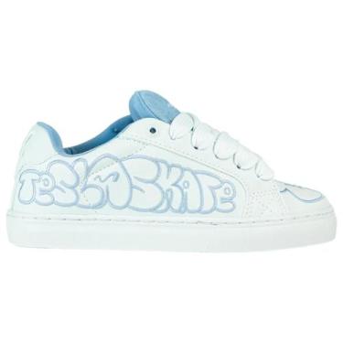 Imagem de Tênis Tesla Hertz Art White Blue Branco Azul Skate Grafitado Cor:Branc