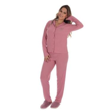Imagem de Pijama Inverno Feminino Canelado Americano Victory, P, Orquídea