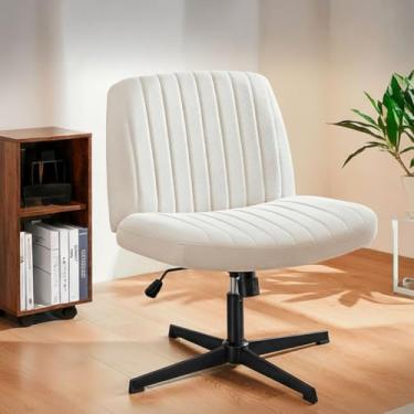 Imagem de Cadeira Escritório DT3 Dolly, Criss Cross Cosy Chair, Original, Assento Extra Grande e Largo, Leisure, Penteadeira, Escrivaninha. (Tecido, Beige)