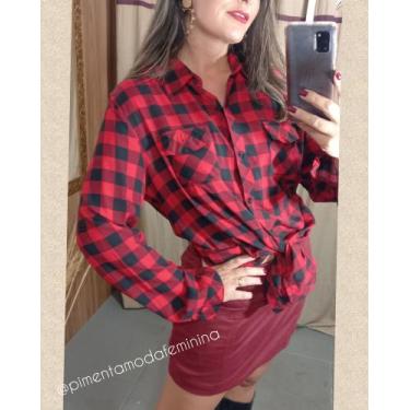 Imagem de camisa xadrez vermelha botões festa junina feminina - Pimenta Moda e C
