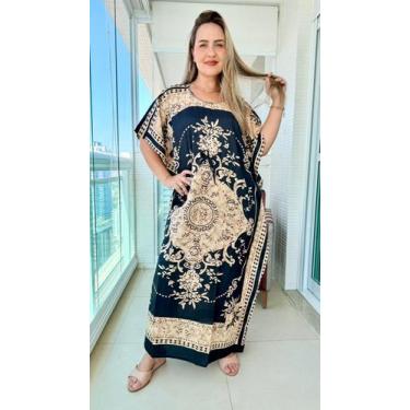 Imagem de Vestido Kaftan Indiano Longo Estampado Plus Size-cod. 22116 - Aleci Fa