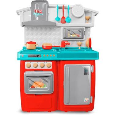 Imagem de Super Cozinha Infantil Fogão Geladeira Panelas Pia Forno Utensílios Ab