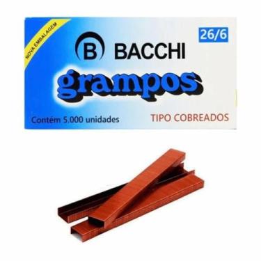 Imagem de Grampo 26/6 Com 5000 Unidades BACCHI, Cobreado