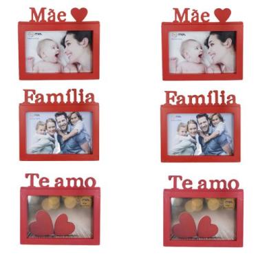 Imagem de Porta Retrato Vermelho Presente Família Casa 6 und 10x15cm - MDL