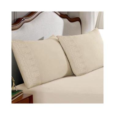 Imagem de Kit Bouton De 2 Fronhas Sonata Renda Milka Perola, 50X70, SONATA RENDA