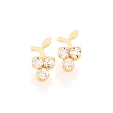 Imagem de Brinco uva infantil folheado a ouro BRANCO 520308 Rommanel, Branco