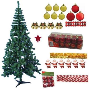 Imagem de Árvore De Natal Pinheiro Verde 2,40m 600 Galhos Decorada Com Enfeites 
