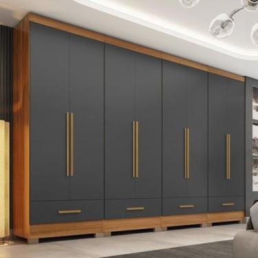 Imagem de Quarto Modulado 100% MDF 4 Peças 8 Portas 4 Gavetas Smart Plus Bege/Ci