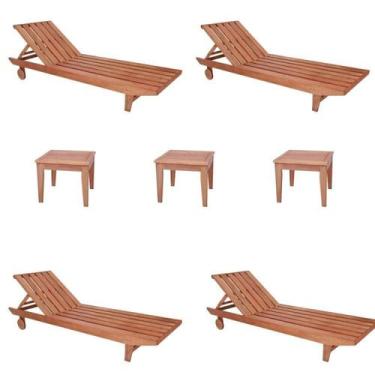 Imagem de Conjunto 4 Espreguiçadeiras e 3 Mesinha de Centro para Jardim em Madei