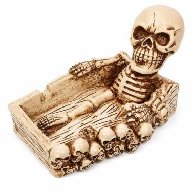 Imagem de Cinzeiro Personalizado de Resina Modelo Caveira Caixão Decorativo Pres