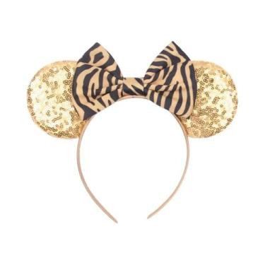 Imagem de Tiara De Orelhas De Leopardo Para Meninas, Faixa De Cabelo Com Laço Mo