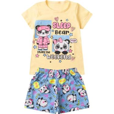 Imagem de Pijama Verão Menina Brilha no Escuro Kappes Amarelo, 6, Amarelo