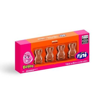 Imagem de Mini Coelhos de Páscoa Fini Brasil Cacau Recheio Morango 62g