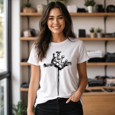 Imagem de Camiseta Unissex Coroa e Cravos Estampa Minimalista Casual Confortável