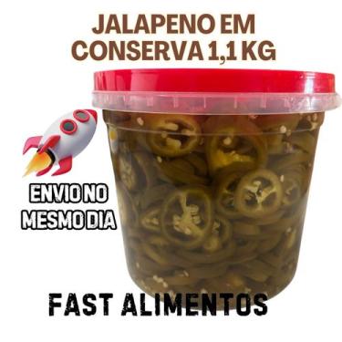 Imagem de Pimenta jalapeno verde 1.100 kg balde jamal em conserva
