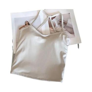 Imagem de Top De Yoga Feminino Slim Fit Nude Para Fitness E Pilates Com Design D