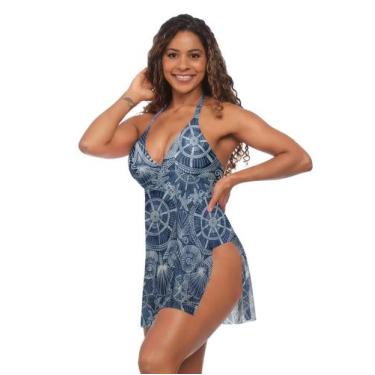 Imagem de Maiô 2 Em 1 Feminino Com Saia Embutida Bojo Removível Moda Praia Zero 
