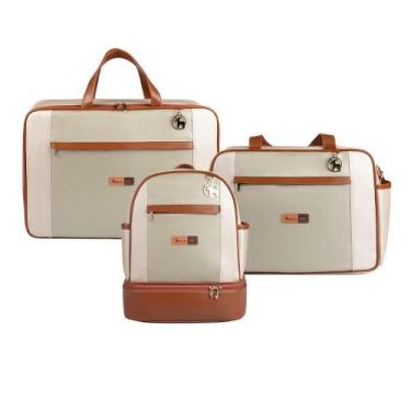 Imagem de Kit Maternidade Bolsa Mala e Mochila Londres Pistache -Alce