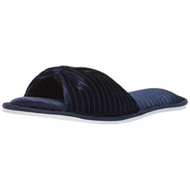 Imagem de Aerusi Chinelo feminino Royal Cozy Slide de espuma viscoelástica spa chinelo de pelúcia para uso interno, Azul royal, 38