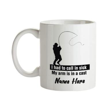 Imagem de Canecas de pesca personalizadas - I Had To Call in Sick, My Arm is in a Cast - Presentes de pesca - Caneca de pesca - Caneca engraçada de pesca - Caneca de café de 445 ml