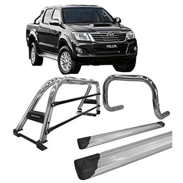 Imagem de Kit quebra mato +Estribo Plataf +Santo Ant DUPLO Hilux CROMO