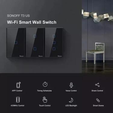 Imagem de Interruptor Sonoff T3 2 Botões Wi-Fi E Rf 433 Alexa E Google