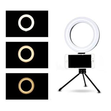 Imagem de Ring Light Lampada Luz Led iluminador Anel 16cm 6 Polegadas Tripé com Suporte central Fixo Make Foto