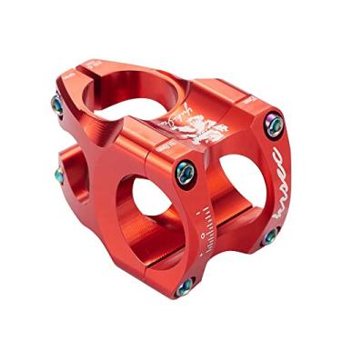 Imagem de Hastes de guidão de bicicleta de montanha CNC ultra leve oco curto guidão Riser 35 mm tubo suporte haste para guidão para a maioria das bicicletas, bicicletas de estrada, MTB, BMX, Fixie Gear, ciclismo (vermelho)