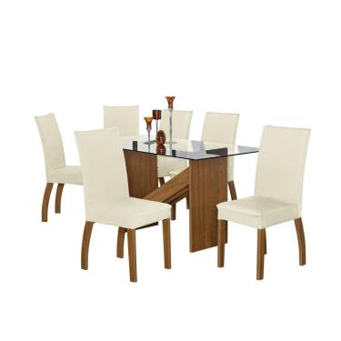 Imagem de Kit Capa De Cadeira Jantar Liso Com Elástico 04 Peças Palha