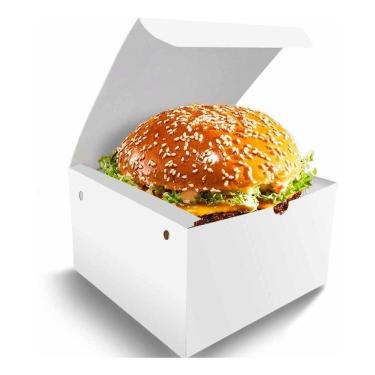 Imagem de Kit 100 Embalagem Box Burger G + 100 Caixinhas Fritas Branco