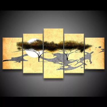Imagem de Quadro Decorativo 129x63 Sala Quarto Abstrato Árvore Safari