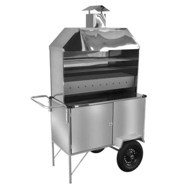 Imagem de Carrinho de Churrasco Cefaz Luxo Estendido Inox com Rodas Pneumáticas LE06P