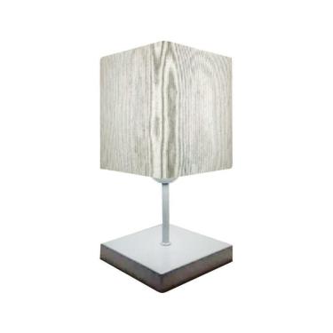 Imagem de Abajur Cabeceira para Quarto Quadrado Bivolt Branco
