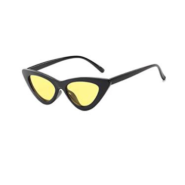 Imagem de Óculos de sol de olho de gato retrô feminino, óculos de sol de olho de gato retrô sexy, óculos de cor de designer feminino, amarelo claro preto, china