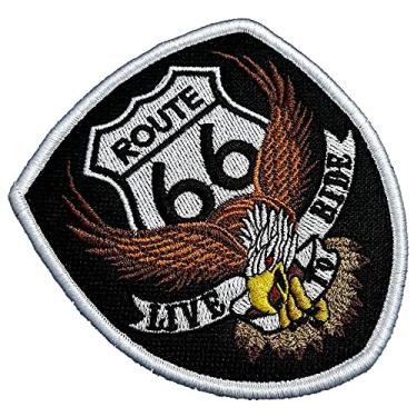 Imagem de MOT267V01 Águia Rota 66 Patch Bordado Com Fecho de Contato