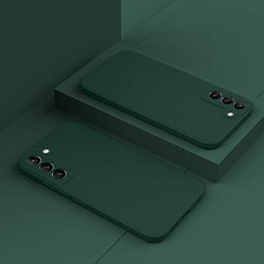 Imagem de Capa de silicone líquido quadrado de luxo para Samsung S22 S21 FE S20 Plus Note 20 Ultra 10 Pro 9 8 S10 Lite S9 S8 Capa macia, verde escuro, para nota 10