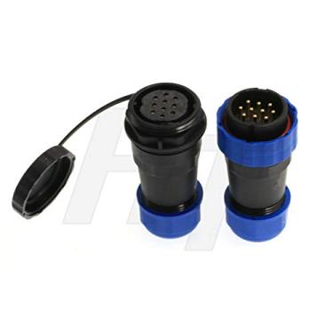 Imagem de HangTon HE29 tomada painel tomada energia industrial à prova d'água IP68 conector circular macho fêmea, 10 pin