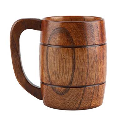 Imagem de Caneca de cerveja de madeira grande, melhor copo de madeira natural caneca de madeira com al?a, caneca de madeira cl¨¢ssica de ¨¢gua de ch¨¢ retr?, Caneca de cerveja madeira Copo bebida grande, melh