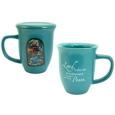 Imagem de Abbey Gift Conjunto de caneca e porta-copos de cerâmica St. Francis, 10 x 11 cm, 56472T