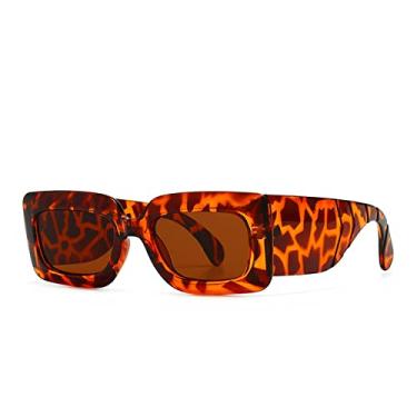 Imagem de Óculos de Sol Quadrado Masculino Feminino Óculos de Sol Padrão Viagem Vintage Retro Óculos Óculos Feminino UV400 Gafas De Sol, Leopardo, A