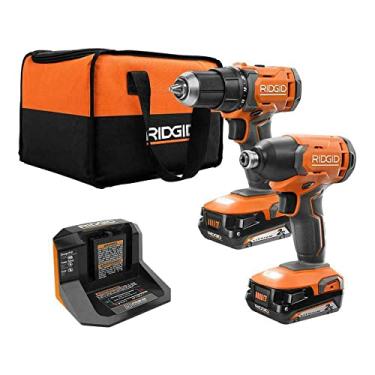 Imagem de RIDGID Kit combo de 2 ferramentas sem fio de 18V com broca/motorista de 1,27 cm, chave de impacto de 0,96 cm, (2) baterias de 2,0 Ah, carregador e bolsa