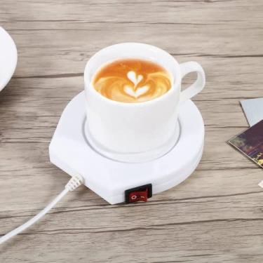 Imagem de Aquecedor de Caneca de Café, Aquecedor de Café para Mesa Copo de Café Aquecedor de Copo Branco Elétrico Almofada Aquecedor de Café Chá Caneca de Leite para Mesa Aquecedor de Café para Escritório/Casa para Aquecer Café Chá Leite