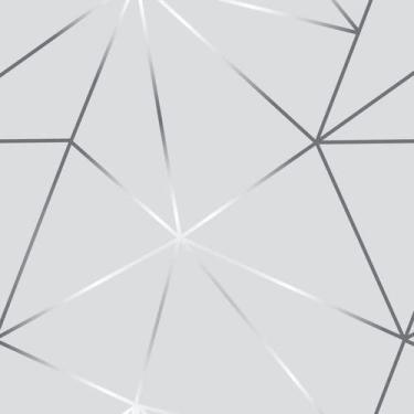 Imagem de Papel De Parede Adesivo Zara Cinza Prata Geométrico Rolo 1m