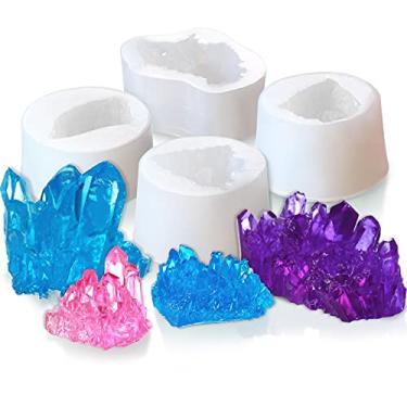 Imagem de 4 moldes de cristal de resina de silicone, moldes de cristal de quartzo, rocha epóxi, moldes de cristal faça-você-mesmo, para bandeja, artesanato, decorações de bolos, suprimentos de argila de polímero, 4 estilos
