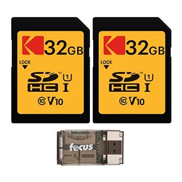Imagem de Kodak Cartão de memória 32GB Classe 10 UHS-I SDHC (pacote com 2) Pacote com leitor de cartão Focus USB (3 itens)