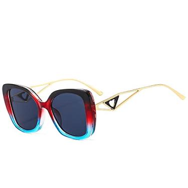 Imagem de Óculos de sol vintage olho de gato moda feminina design de luxo coração decoração óculos de sol lindos óculos coloridos uv400 óculos, c2 preto vermelho azul, tamanho único