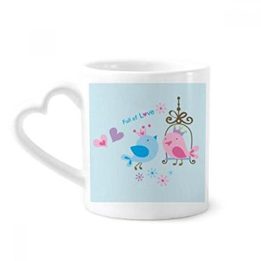 Imagem de Ilustração Adorável Gaiola de Pássaros Caneca Café Cerâmica Copo de Coração de Vidro