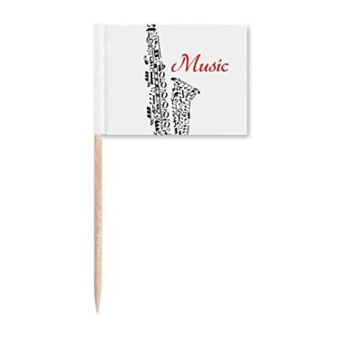 Imagem de Saxofone Clássico Escuta de Música Ilustrada Palito de Dente Marcador Topper Decoração de Festa