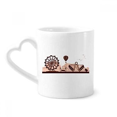 Imagem de Caneca de contorno de instalações pretas do parque de diversões café cerâmica copo de coração de vidro